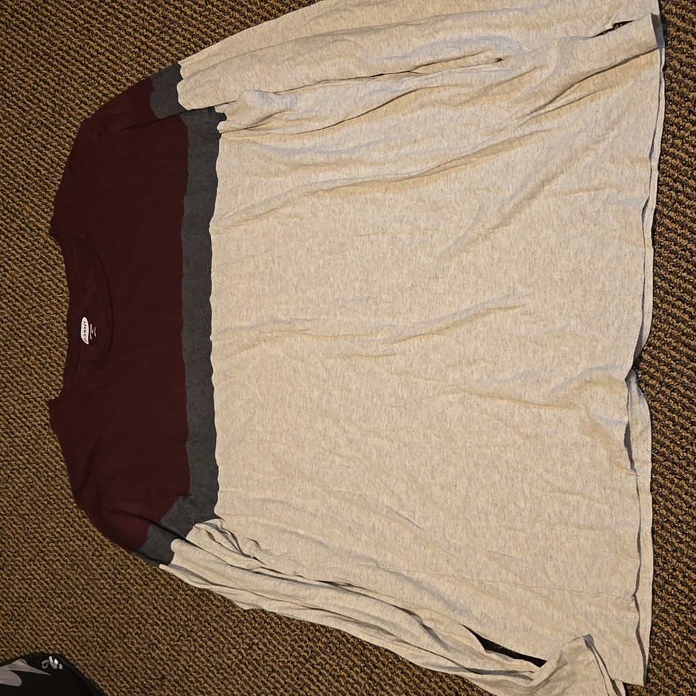 Old navy mens maroon striped cotton long sleeve t shirt tee plus